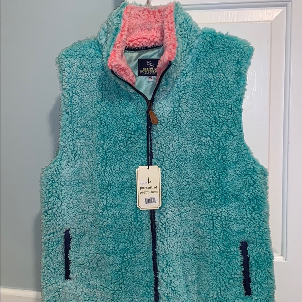 Simply Southern Sherpa Vest Seaglass XXL